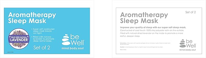 Aromatherapy 2pack Lavender Scented Eye Mask,Sleep Mask (Navy Blue/Tan)…