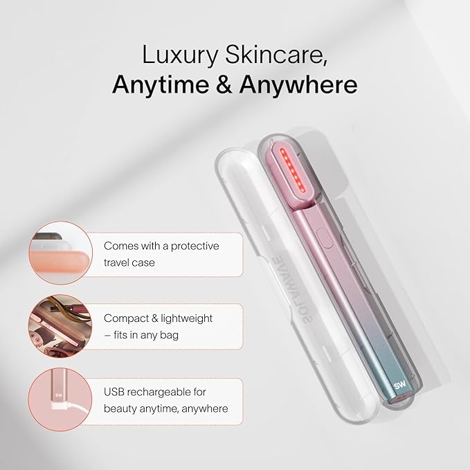 Solawave 4-in-1 Radiant Renewal Facial Wand & Skin Therapy Serum Bundle | Red Light Therapy for Face and Neck | Galvanic Skincare Wand & Massager | Anti-Aging Wrinkle Reduction | Solawave Original