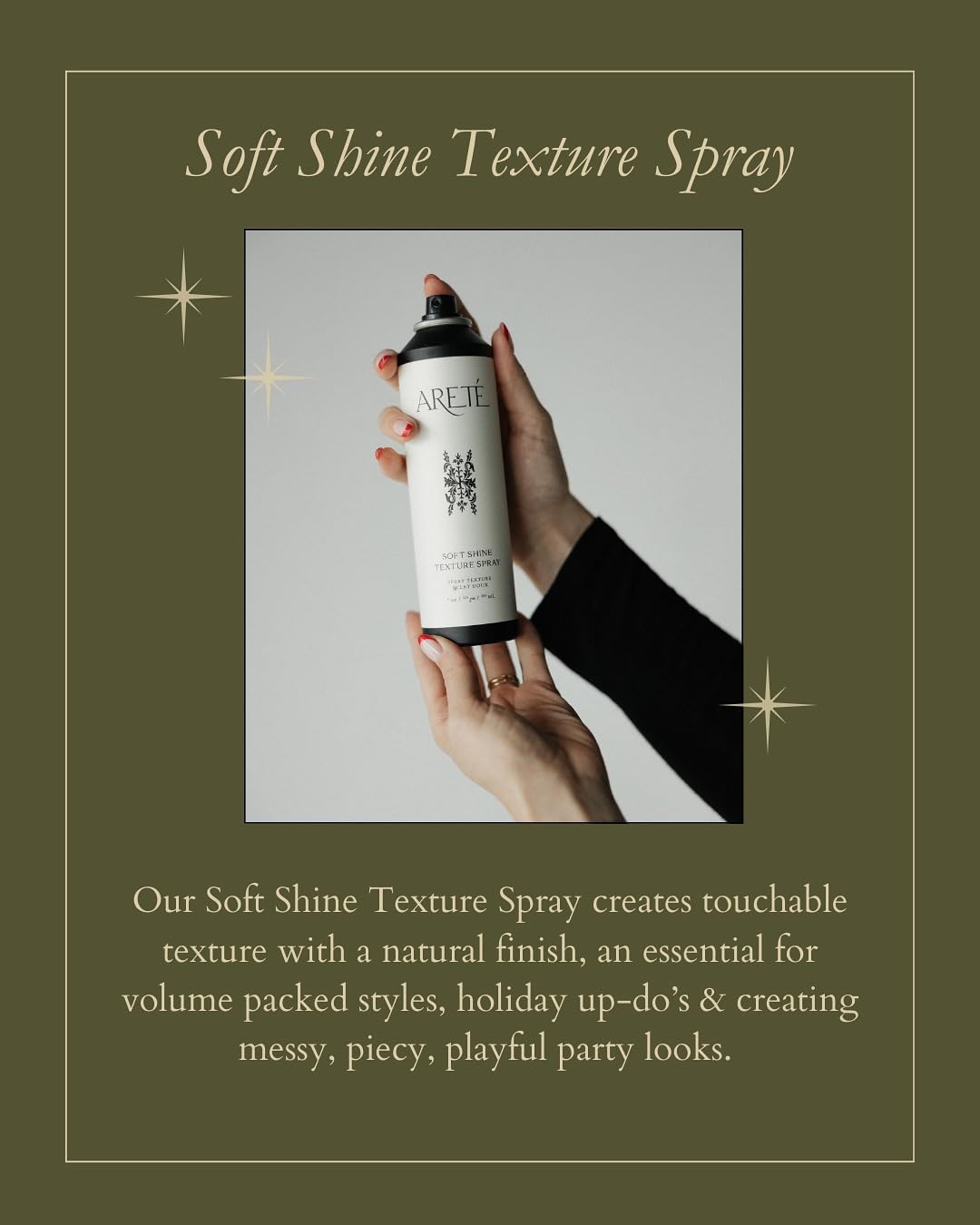 ARETÉ Soft Shine Texture Spray + Hair Spray for Women, Barbary Fig & Zeolite Mineral Clay, Adds Volume, Smooths Frizz, Locks in Shine, Soothes Scalp, Made in USA, 8oz