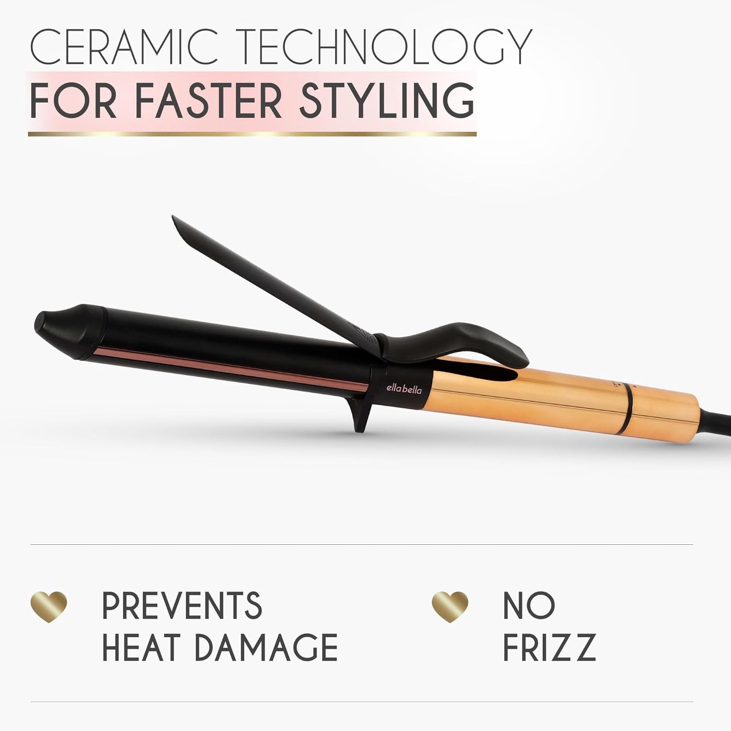 ELLA BELLA® Curling Iron 1 Inch • Professional Hair Curler • Curling Wand • Ceramic Curling Irons • Transform Your Look in Seconds • Suitable for All Hair Types • Say Goodbye to Heat Damage