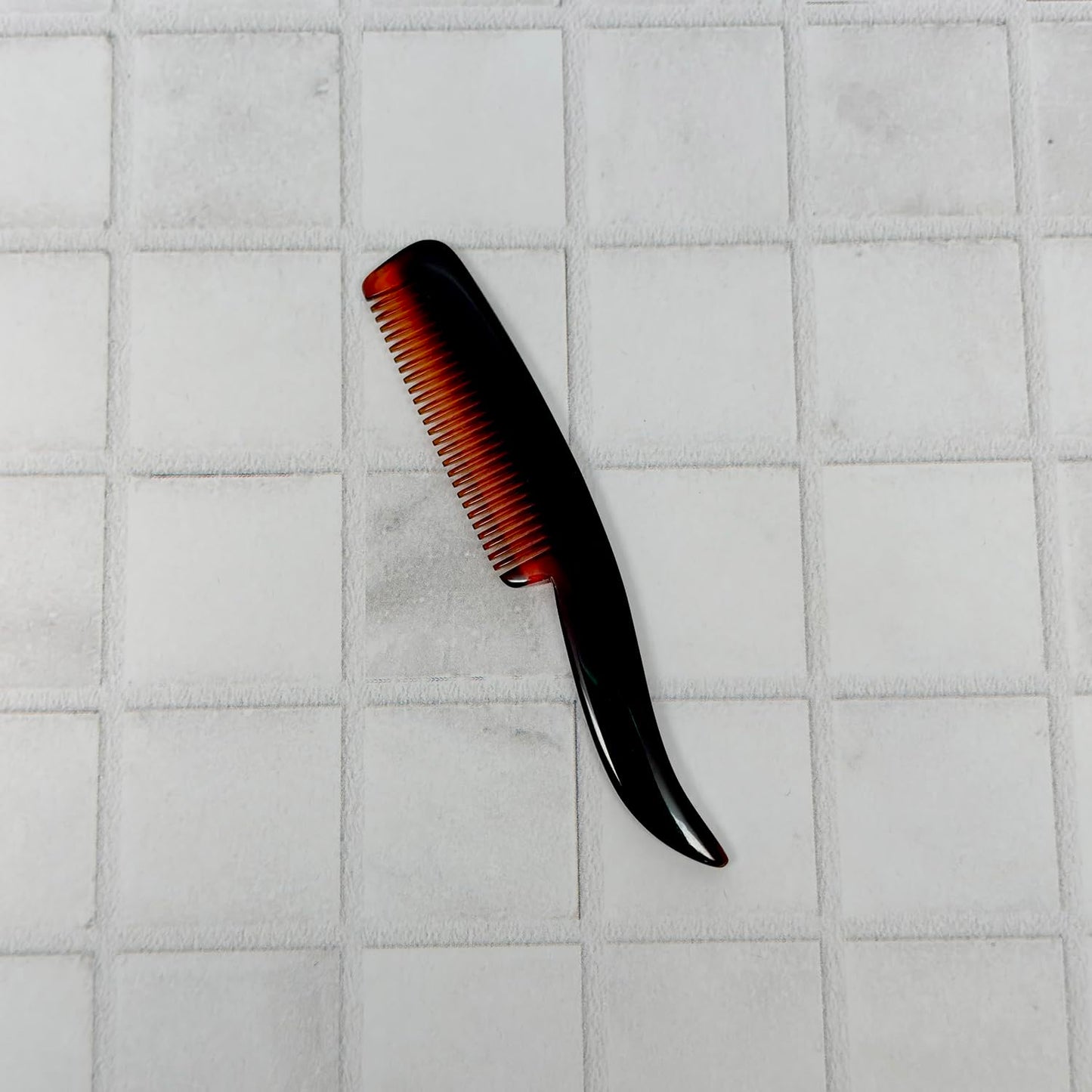 #88 Handmade Narrow Tooth Mustache Beard Comb Small Tortoise Havana Acetate Thick Coarse Fine Short Pocket Sized Facial Hair Grooming Tangle Free Beard Straightener Growth Care Styling Wet Comb