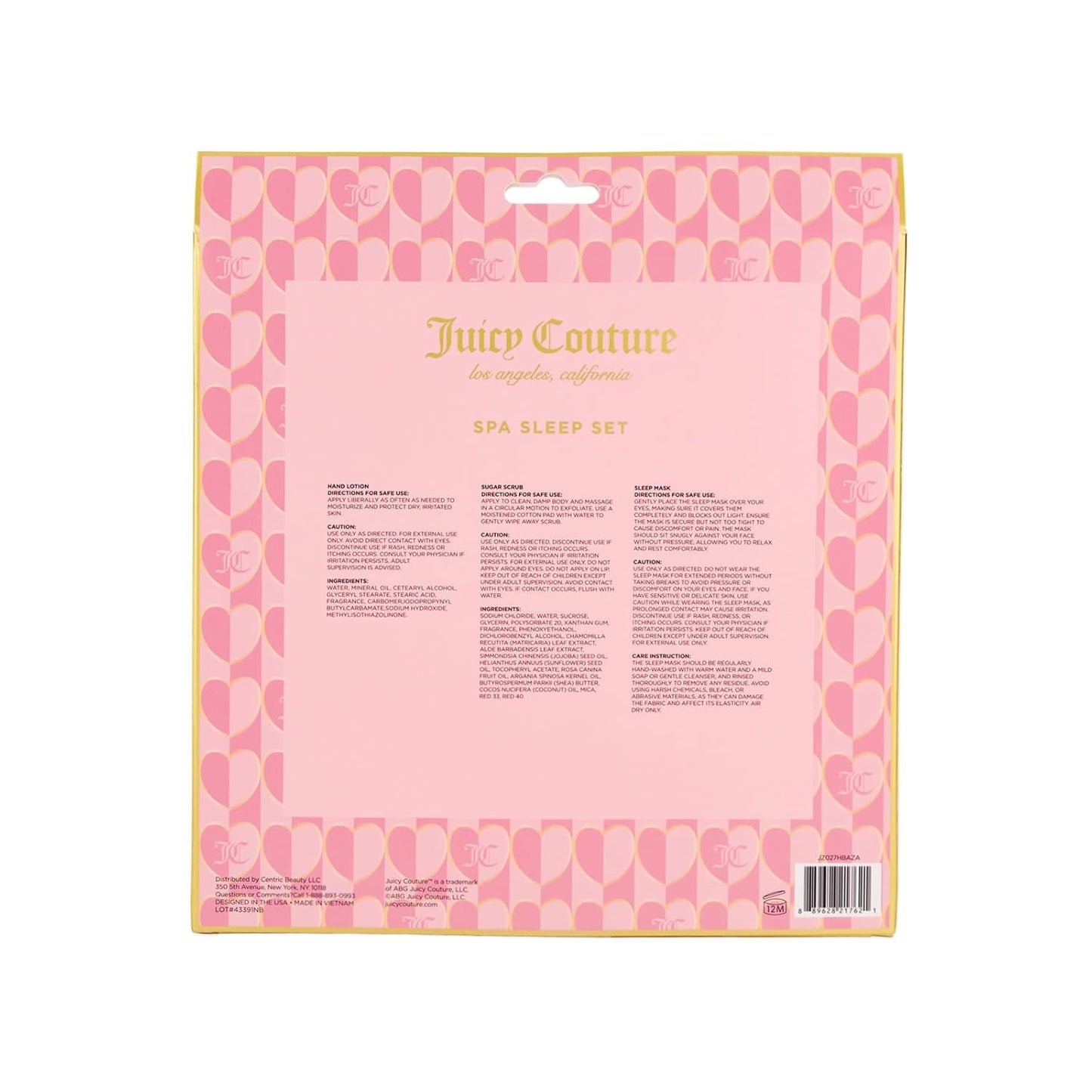 Juicy Couture Spa Sleep Set – includes Vanilla Dream Sugar Scrub, Vanilla Dream Hand Cream, & Sleep Eye Mask