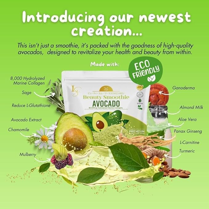 10 Sachets Luxe Beauty by Anna Magkawas Avocado Beauty Smoothie Collagen Drink Mix