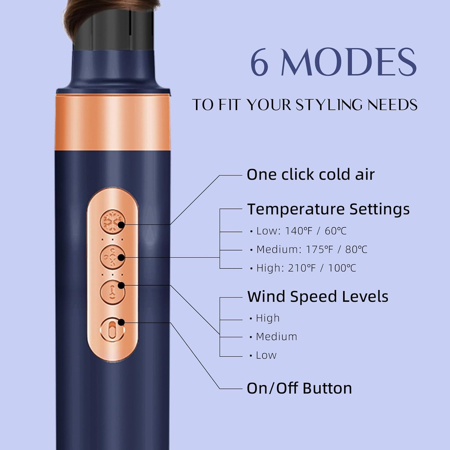 DORISILK 8 in 1 Hair Nora Styler & Hair Dryer Brush Blow Dryer, 110000 RPM High-Speed Hot Brush Styler and Auto Wrap Curlers, Negative Ions for Smoothing Straightening Curling Volumizing Drying, Blue