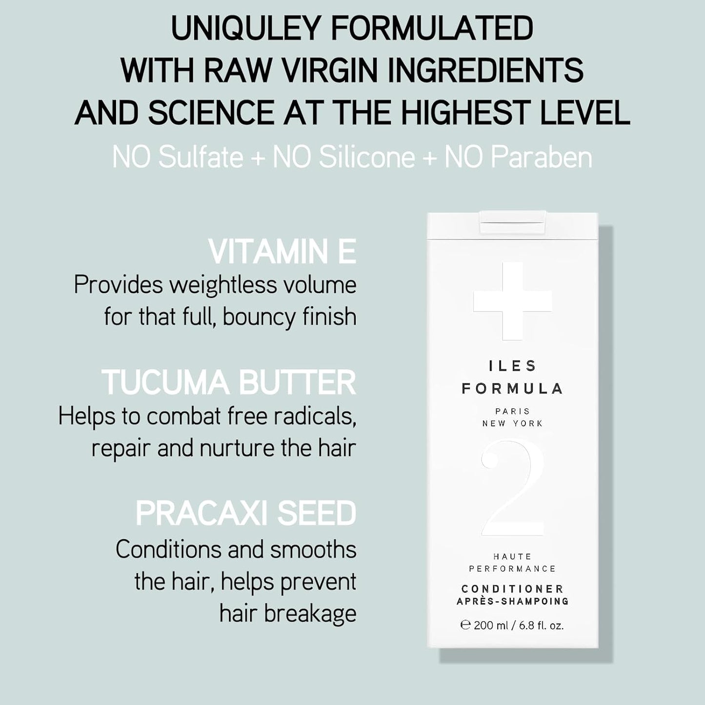 ILES FORMULA Haute Performance Shampoo + Conditioner + 100% Silk Hair Tie Set – Deep Cleanse, Detangle & Repair Damaged Hair – Color Safe, Sulfate-Free, for All Hair Types & Extensions (200 ml Each)