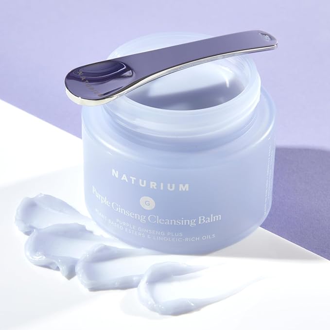 Naturium Purple Ginseng Cleansing Balm Plus Plant-Based Esters & Linoleic-Rich Oils, Smoothing Face Wash, 3.0 oz