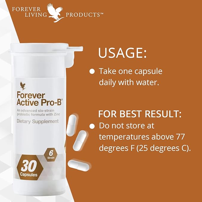 Forever Living - Forever Active Pro-B 8Billion CFU, 6 Synergistic 30 Capsules