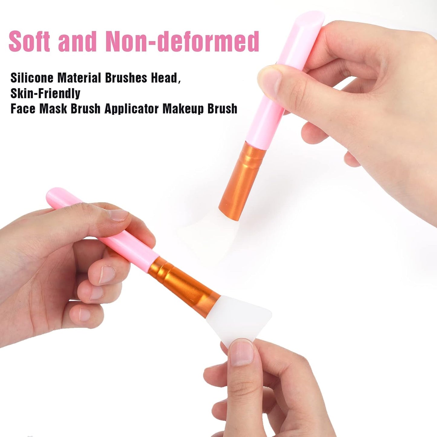 2 PCS Silicone Face Mask Brushes, Facial Mud Mask Beauty Tool Applicator Brush Soft Hairless Body Lotion Moisturizers Applicator Sector Brush Makeup Tools For Women Girls (Pink+Blue)