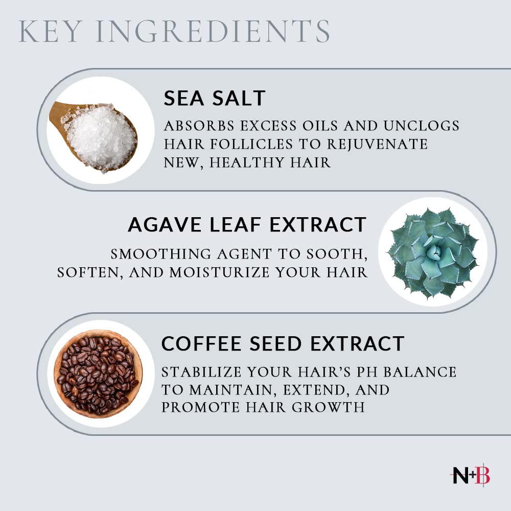 N+B Sea Salt Spray for Hair | Hair Spray for Added Texture and Volume w/ No Sticky Residue | Good for All Types of Hair | w/ Biotin & Castor Oil for Hair Care | Vegan & Cruelty-Free | 10 oz