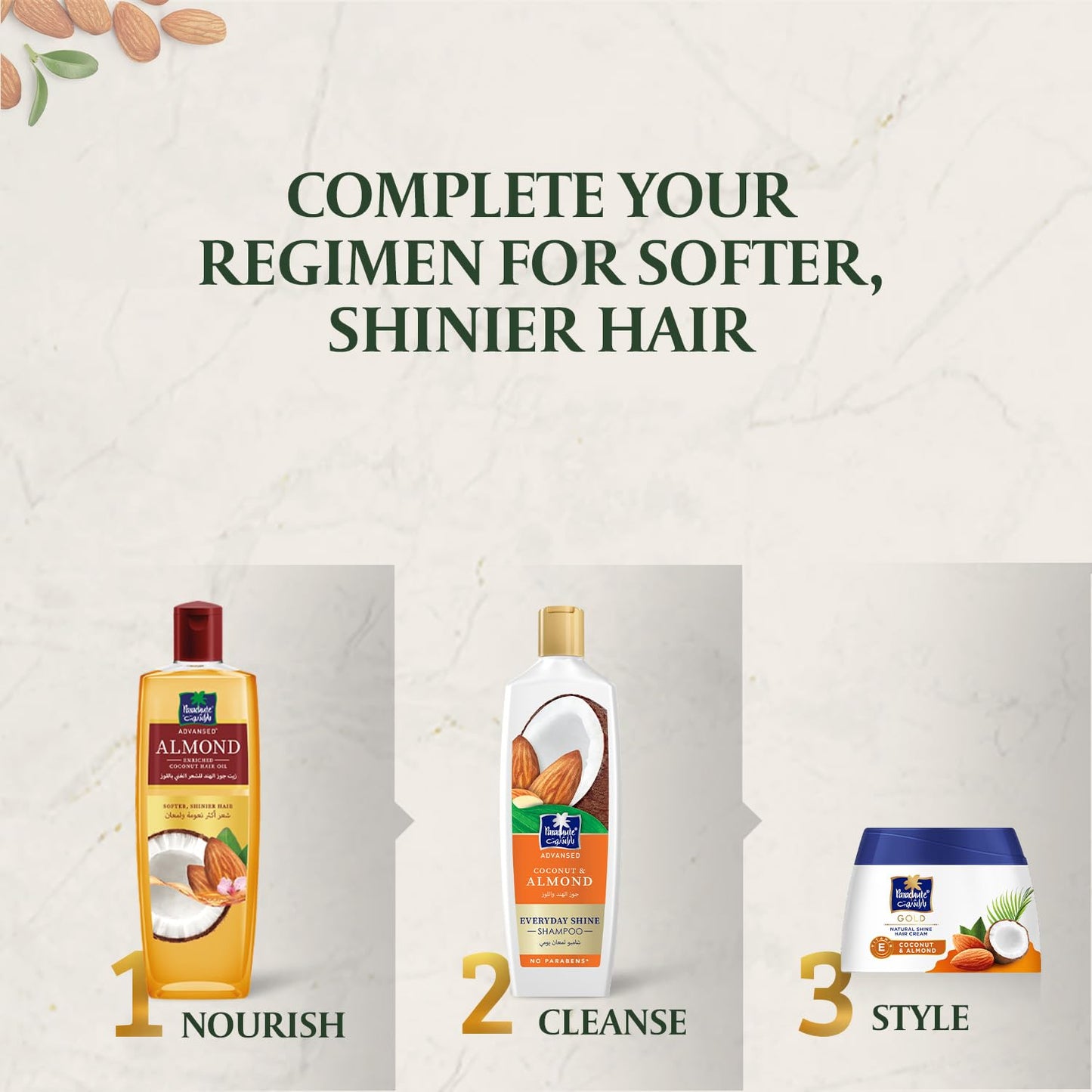 Parachute Advansed Almond Hair Oil with Coconut|For Soft & Silky Hair| Boosts Shine & Softness| No Parabens & Silicones| All Hair Types| 10.1 fl.oz