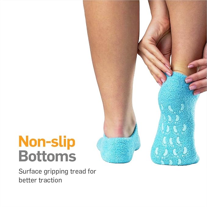 NatraCure Moisturizing Gel Socks - (Helps Dry Feet, Cracked Heels, Dry Heels, Rough Calluses, Cuticles, Dead Skin, Use with Your Favorite Lotions, Creams or Spa Pedicure) - Color: Aqua