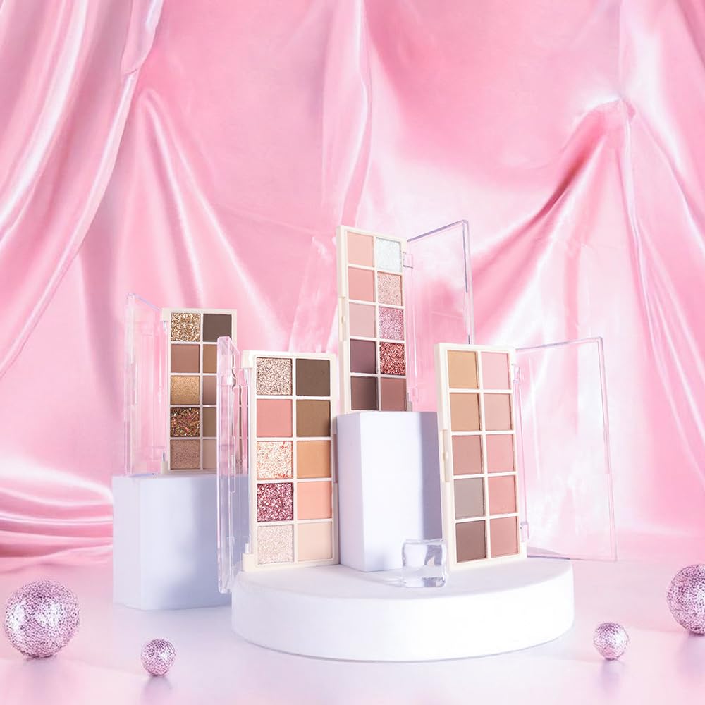 Ten Color Matte Shimmer Eyeshadow Makeup Palette,White Rose Gold Yellow Grapefruit Champagne Gold Nude Light Brown Dark Brown Black 10 Color Powder Eye shadow,Makeup Eyeshadow,Vegan & Cruelty-Free 03#