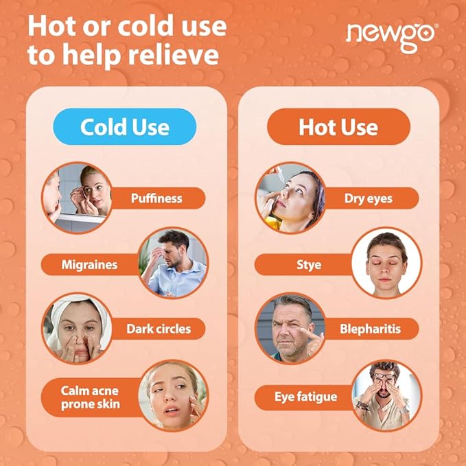 NEWGO Bundle of Gel Cold Eye Mask + Multipurpose Gel Cold Pack