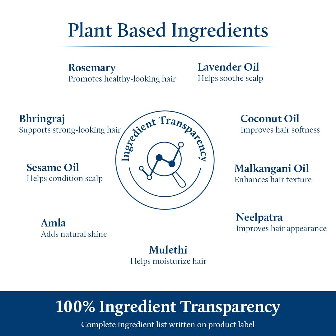 Blue Nectar Rosemary and Bhringraj Ayurvedic Scalp Oil for Hair Growth with Amla, 3.38 Fl Oz