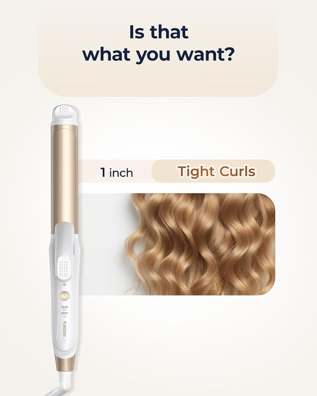 Dual-Voltage Curling Iron: 110V-240V 1 Inch Ceramic Barrel 2-in-1 Curling Iron for Chin to Shoulder Length Hair - Europe Travel for Tight Curls with Clamp