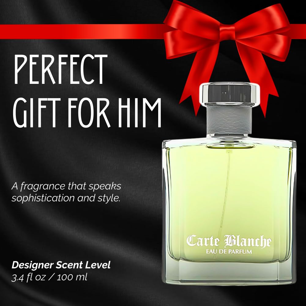 Carte Blanche – INSPIRED by A WORLD RENOWNED MEN’S PERFUME – Tangerine, Orange, Cassia, Sandalwood – Fresh, Aquatic, Confident, Long-Lasting Eau De Parfum 100ml (3.4 fl oz)