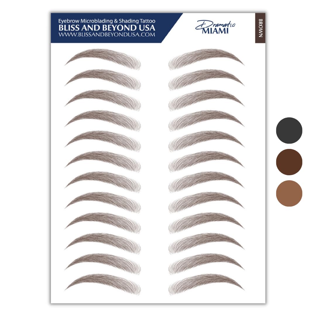 Bliss and Beyond USA | Microblading & Shading Tattoo | A combination of hair stoke and powdered brows | Non-toxic | Vegan friendly (Dramatic Miami, Light Brown)