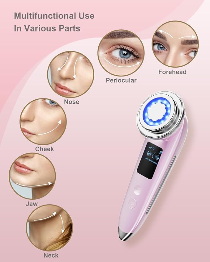 Face Massager Electric Face Lifting 4 in 1 Facial Massager Anti Aging Skin Tightening Firming Skin Care Tools (Pink2)