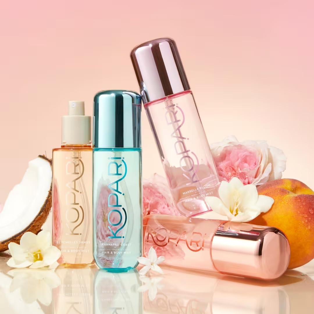 Kopari Hair & Body Mist Malibu Peach, Long-Lasting Playful Vibrant Tropical Scent, Warm Floral Fragrance, Blend of Peach with a Kiss of Jasmine, 4 oz