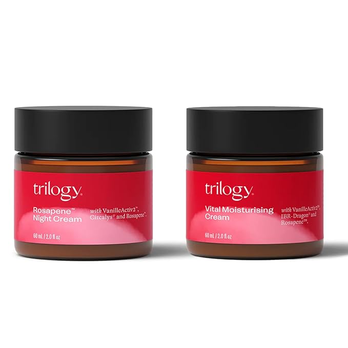 Trilogy Vital Moisturizing Cream - Intensely Hydrating Daily Face Cream (2.0 fl oz), Rosapene Night Cream (2.0 Fl Oz) Bundle