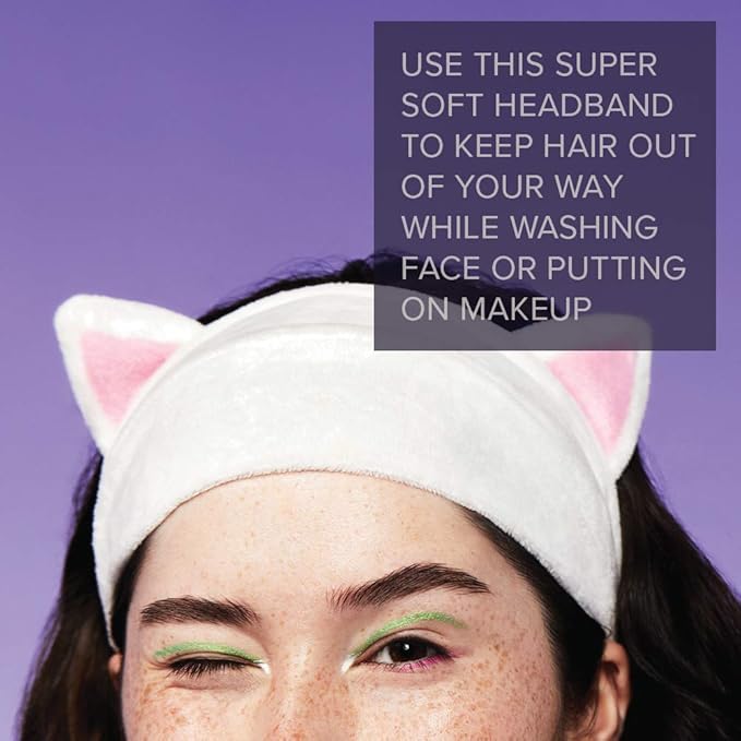 I DEW CARE Hydrogel Eye Patch - Starlit Kitten, 5 EA + Face Wash Headband - White Cat, 1 Count Bundle
