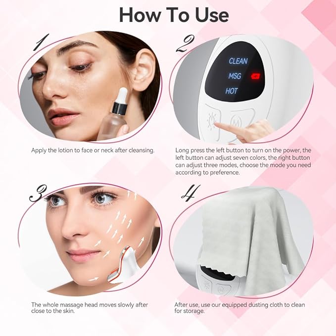 Face Neck Massager, 7-in-1 Face Sculpting Tool, Facial Massager for Skin Care, Face Massager with Vibration(White)