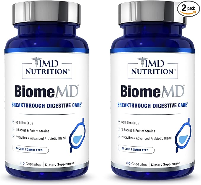 1MD Nutrition BiomeMD Probiotics 62 Billion 15 Comprehensive 60 Capsules