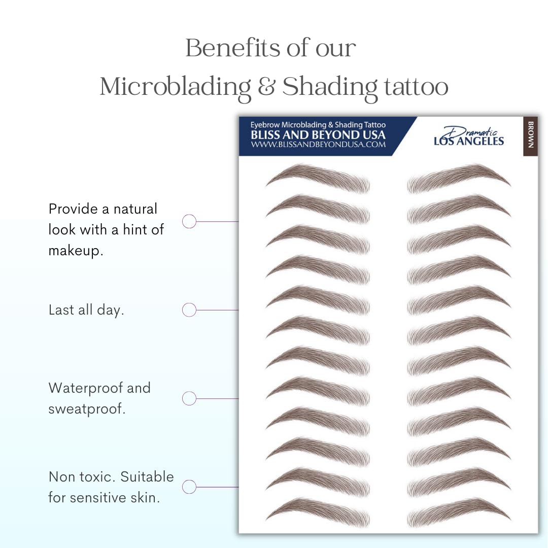 Bliss and Beyond USA | Microblading & Shading Tattoo | A combination of hair stoke and powdered brows | Non-toxic | Vegan friendly (Dramatic Los Angele, Black)