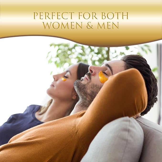 Eye Patches, Under Eye Mask, 24K Gold Eye Treatment Mask, Dark Circles Gel Pads, Under Eye Bags Treatment for Puffy Eyes, Anti-Wrinkle , 14 Pairs