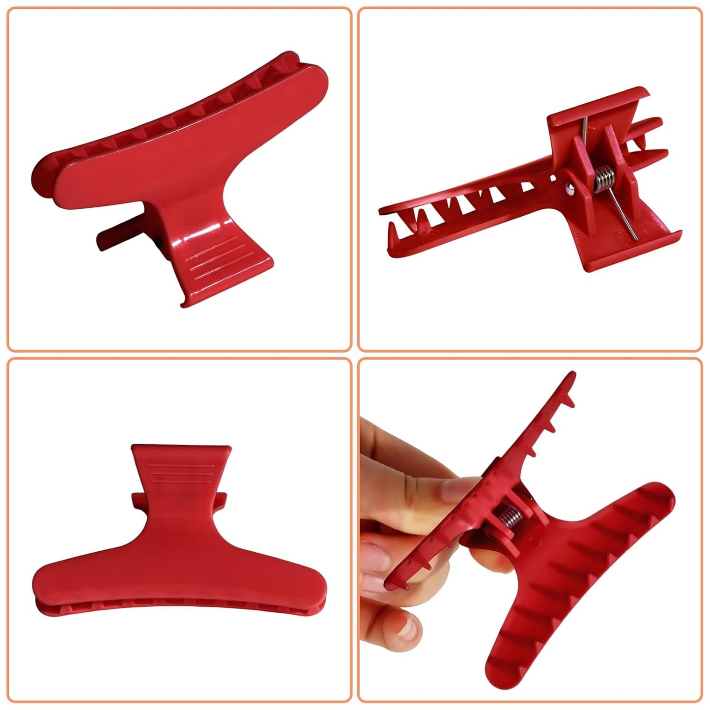 Ondder Red Butterfly Hair Clips for Styling Sectioning Pro Salon Butterfly Plastic Claw Clips Hair Styling Clip Barber Clips for Cutting, Coloring Hair, Hair Accessories for Women Girls