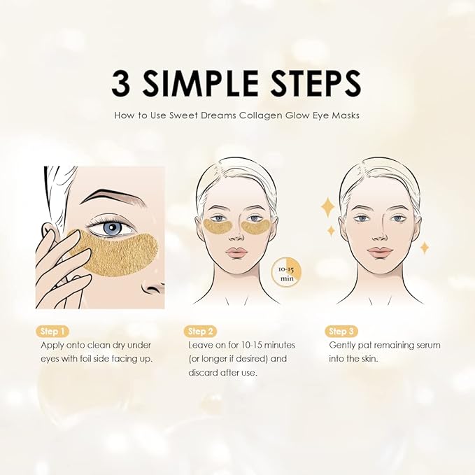 Sweet Dreams Collagen Glow Gold Eye Masks under eye patches for puffy eyes + Sweet Dreams Vanilla Lip Mask
