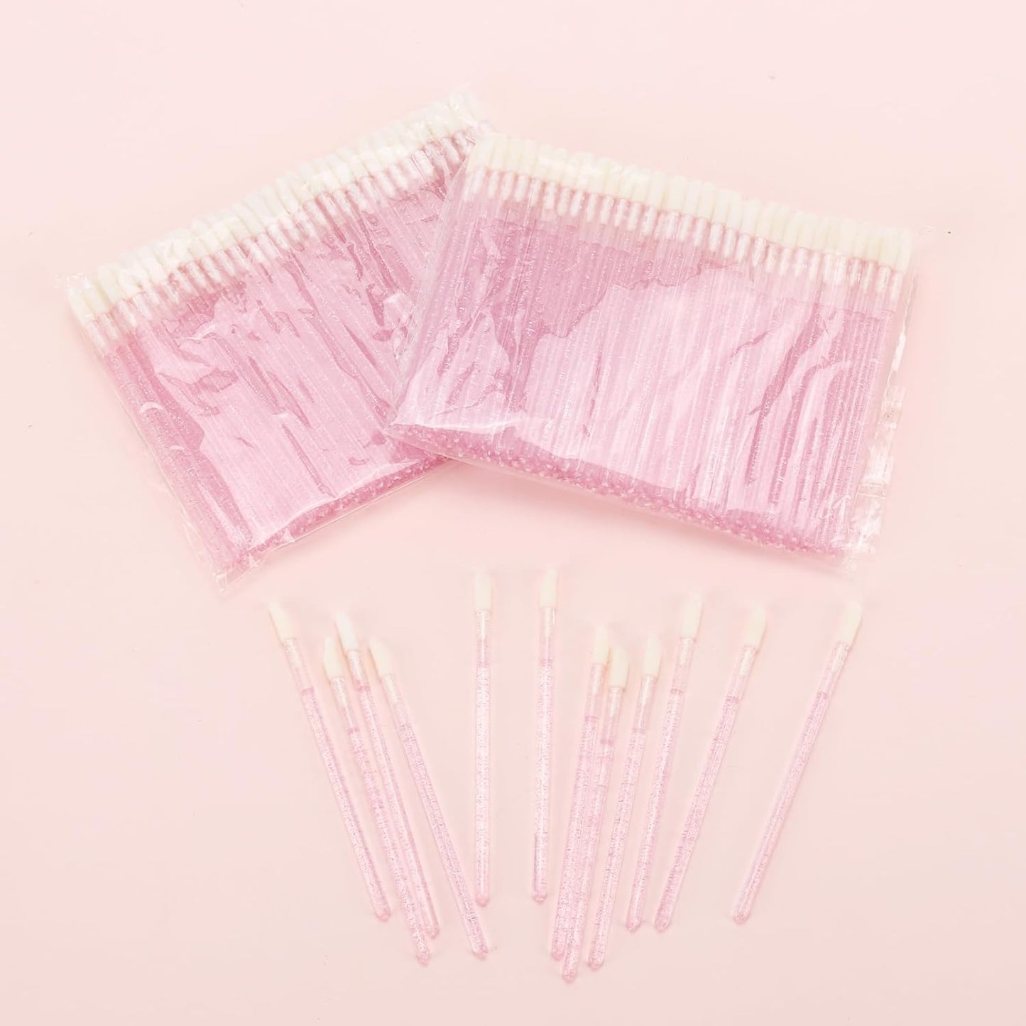 Tbestmax 200 Lip Applicators Disposable Lip Brushes Crystal Lipstick Lip Gloss Wands, Pink