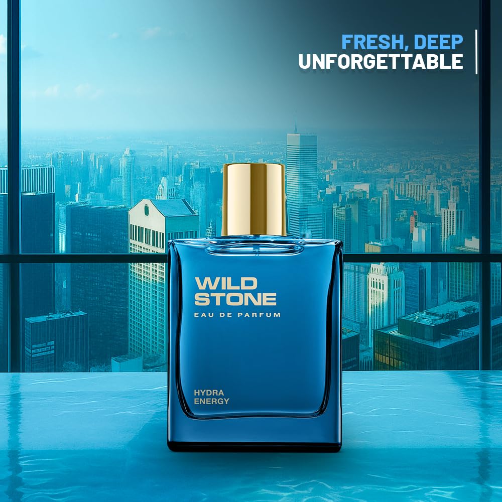 Wild Stone Hydra Energy EDP Premium Perfume for Men, 100 Ml | Long-lasting Eau De Parfum | Refreshing Fragrances for Modern Man | Active Lifestyle | Gift For Men