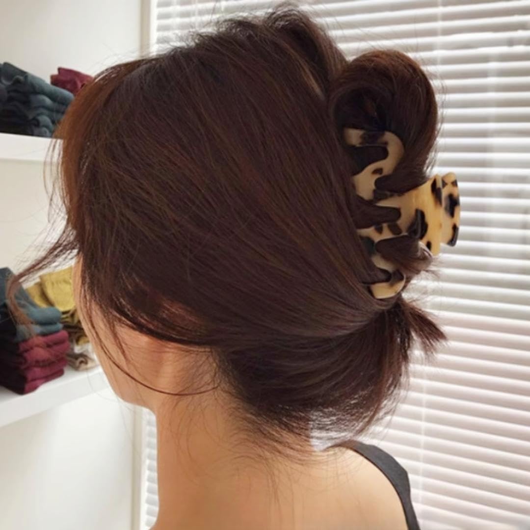 Large Hair Claw Clips Cutout Tortoise Shell Celluloid Hair Jaw Clips Hair Clamps for Women Ladies (2 Pack)