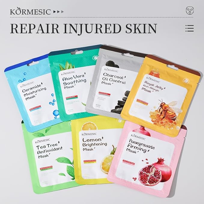 Facial mask Moisturizing face Mask - 10 Sheets, Deep Hydration, Improves Dry Skin, Sheet Mask, skincare for All Skin Types Tea Essence Mask