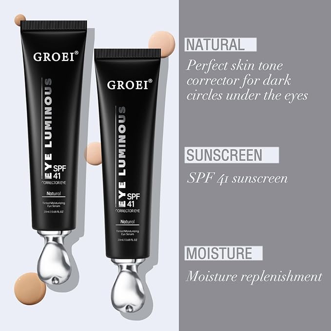 Luminous Eye Corrector Spf 41,Under Eye Concealers For Dark Circles, Luminous Eye Corrector for Puffiness and Bags Under Eyes Corrector, Anti Aging Eye Cream for Women and Men (Natural color)
