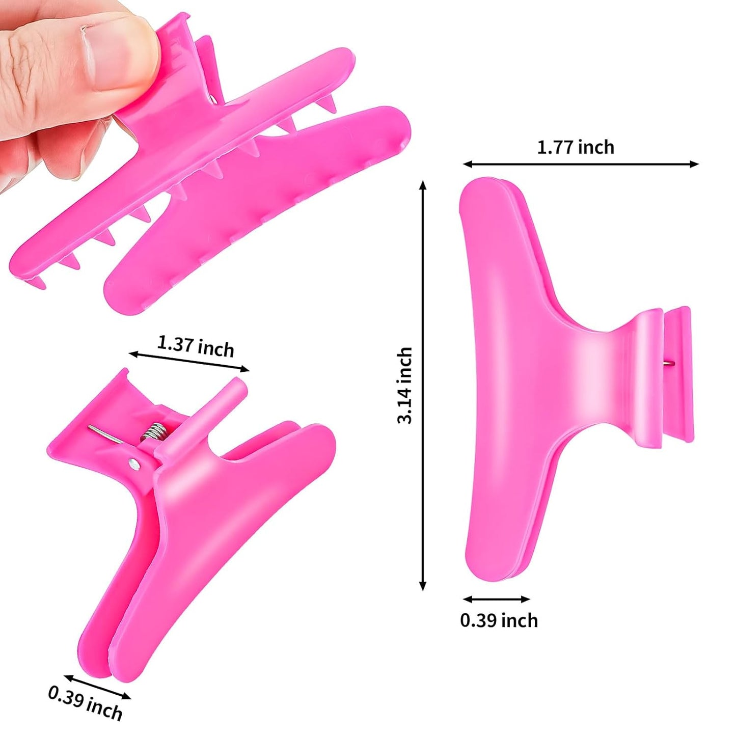 Hair Clips for Styling Sectioning 12 Pack Pink White Hot Pink Butterfly Clamps Hair Claw Clips Pro Salon Hair Clips for Styling, Sectioning, Cutting and Coloring