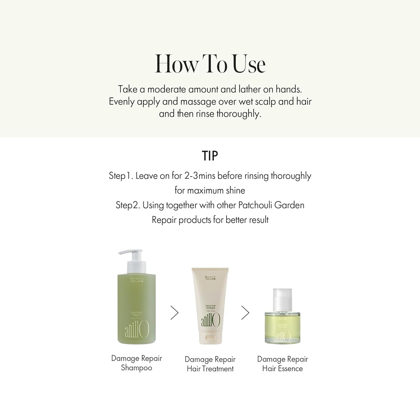 ANILLO Patchouli Garden Damage Repair Shampoo - Korean Hair Care Nourishing Shampoo for Men & Women w/Patchouli Leaf Water, Protein Complex & Green Herb Complex - Vegan Scalp Cleanser (10.14 fl.oz)