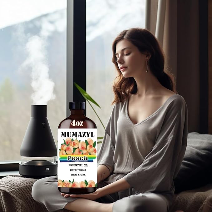 Peach Essential Oil, Peach Oil 4 Fl Oz 120ML for Diffuser Humidifier Yoga Cleaning DIY Candle Soap Making Essential Oils