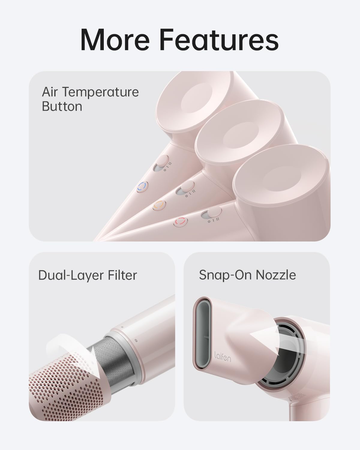 Laifen SE Lite Hair Dryer, Negative Ionic Blow Dryer with 100,000 RPM Brushless Motor for Fast Drying, High-Speed Low Noise Thermo-Control Hairdryer with Lightweight Design for Home/Portable Travel