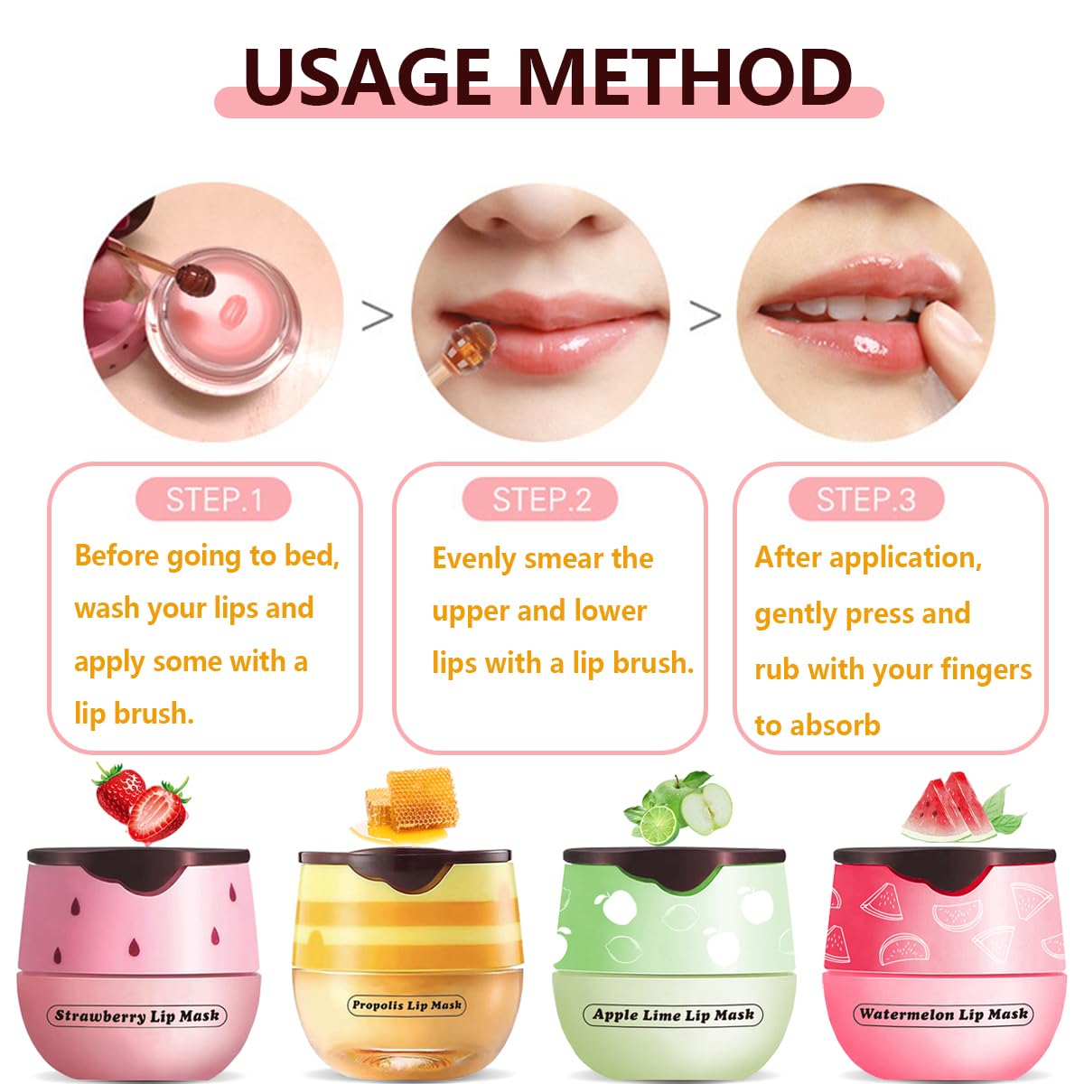 2 Pcs Strawberry & Honey Lip Balm, Lip Mask with Stick, Moisturizing Lip Sleeping Mask Day & Night Lip Care - Hydrate Repair Prevent Dry Cracked Exfoliate (Honey+Strawberry)