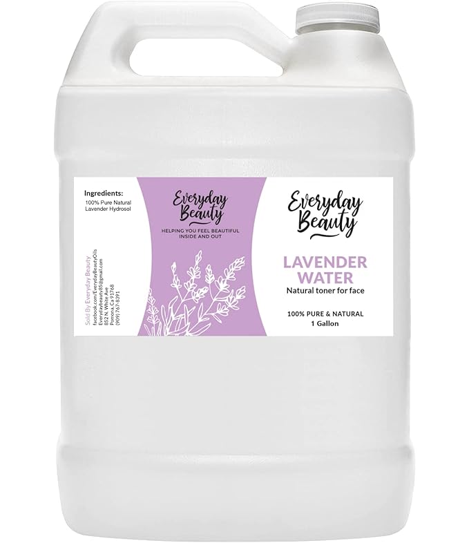 Lavender Hydrosol Facial Toner Bulk - 1 Gallon All Natural Hydrating Spray Mist for Face and Hair - 100% All Natural Lavender Water Hydrosol