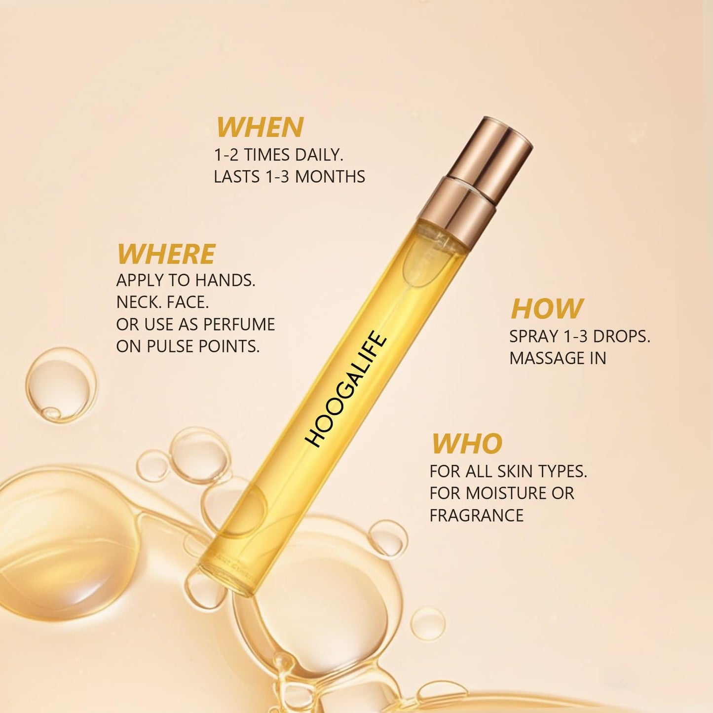 HoogaLife Pheromones Perfumes for Women,Inspired by Gu/c.c.i GuiIt/y, Citrus, Peach, Amber, Patchouli,Travel Size Perfume Oil for Women, 0.34/10ml fl.oz, Made in USA- No.E05