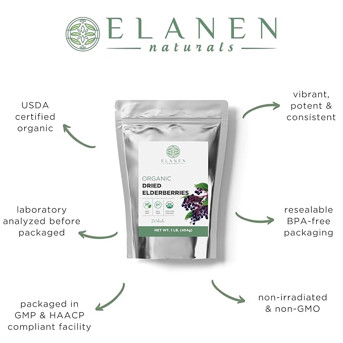 Organic Elderberries 1 lb. (16 oz),