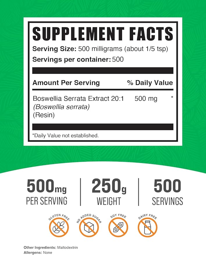 BulkSupplements.com Boswellia Serrata Extract Powder 500mg per 250g (8.8 (8.8 oz) 1)