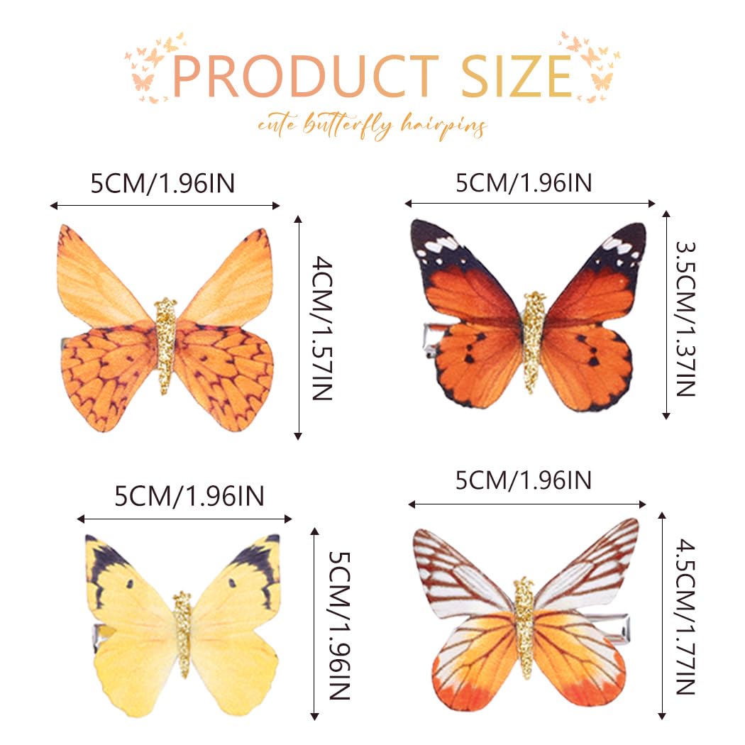 BARTOSI Butterfly Hair Clips Yellow Butterflies Hair Barrettes Cute Alligator Hair Accessories for Women (Pack of 10)