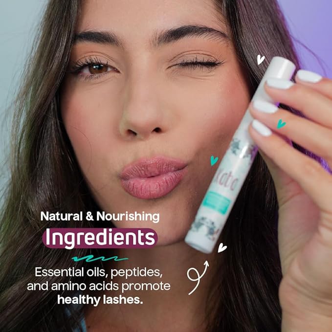 Kaba Eyelash Growth Serum for Longer, Thicker & Stronger Eyelashes with Essential Oils. Dermatologist Tested. Includes Makeup Remover Oil - Improved Formula