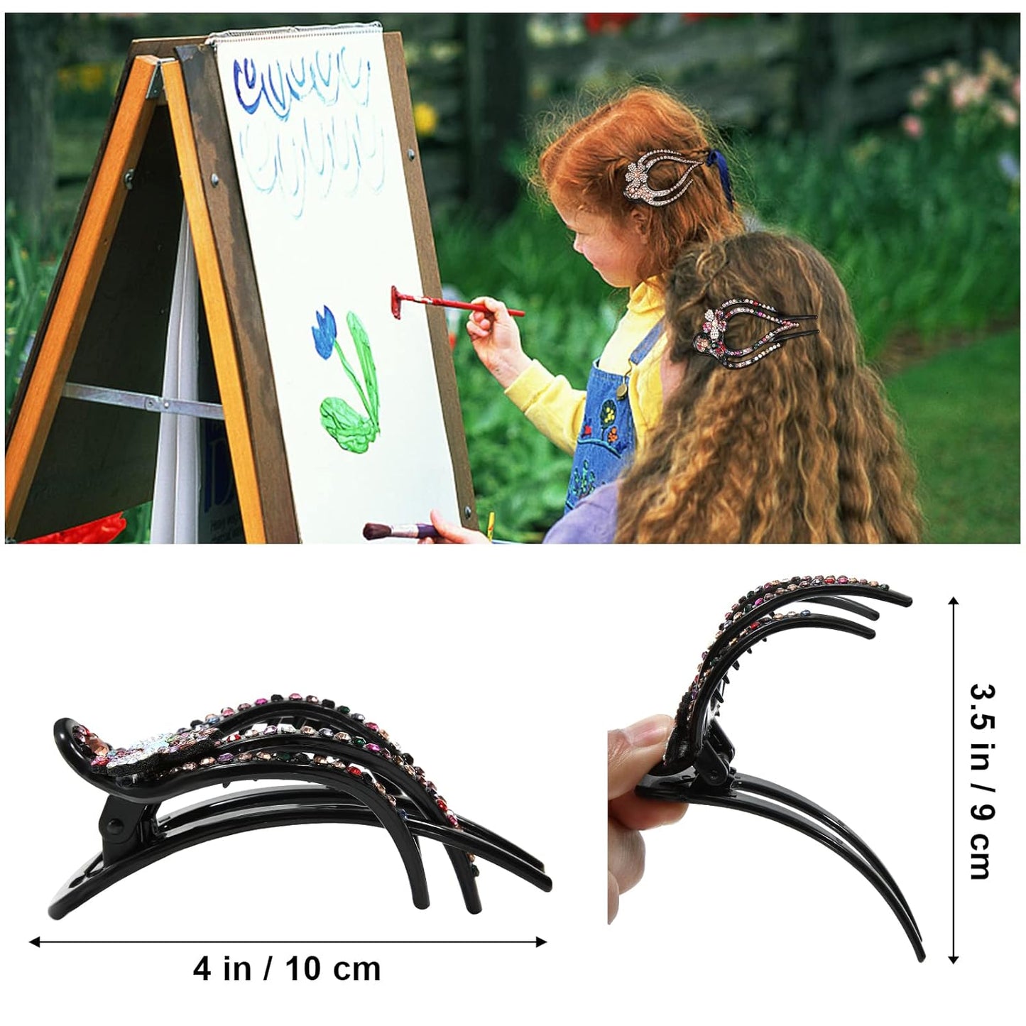 French Concord Flat Hair Clips - 6PCS Curved Hair Claw No Slip Hair Clips Volume Strong Hold Clip Hair Claw for Women Girls (5PCS Spark Curved(Medium,4"))