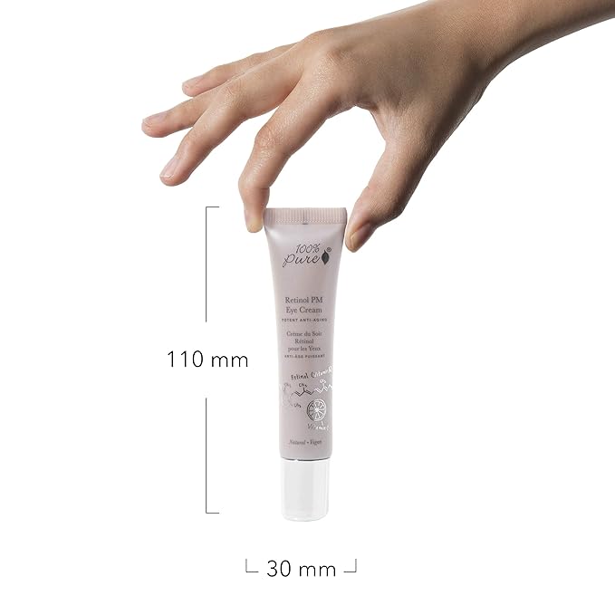 100% PURE Retinol Eye PM Cream, Anti-Aging Eye Cream for Wrinkles, Pure Retinol Cream, Wrinkle Cream Promotes Collagen (0.5 oz)