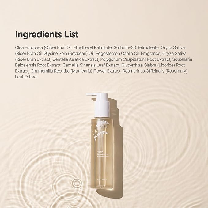 MIDHA RICE CLEANSING OIL 5.07fl.oz/150ml, Gentle Makeup Remover, Hydrating, Lightweight, Plant-Based, Moisturising, First-Step Cleanser, Balanced Skin with Residue-Free, Sebum Care Formula